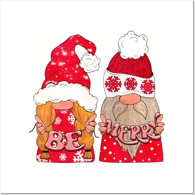 Be Merry Christmas Gnomes Wall Art by Designs by Ira